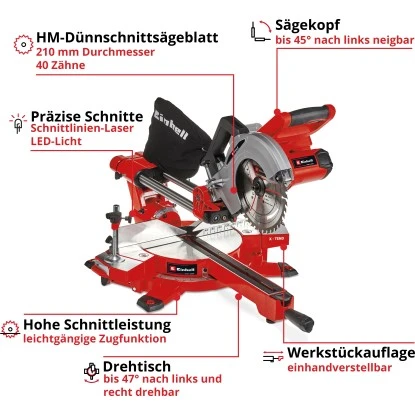 Einhell Power X-Change Akku-Zug-Kapp-Gehrungssäge TE-SM 36/210 Li Solo 5 Einhell Power X-Change Akku-Zug-Kapp-Gehrungssäge TE-SM 36/210 Li Solo – Bild 3