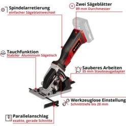 Einhell Power X-Change Akku-Mini Handkreisssäge TE-CS 18/89 Li Solo -Günstiges Werkzeug Geschäft 4006825646184 2171 03
