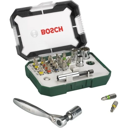 Bosch Schrauberbit-Set Mit Ratsche 26-teilig 3 Bosch Schrauberbit-Set Mit Ratsche 26-teilig
