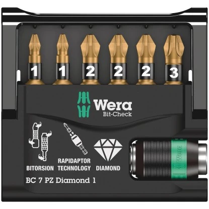 Wera Kreuzschlitz-Bit-Set Bit-Check 7 PZ Diamond 1 7-teilig 3 Wera Kreuzschlitz-Bit-Set Bit-Check 7 PZ Diamond 1 7-teilig